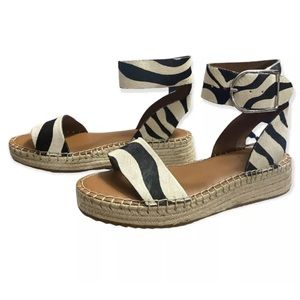 Franco Sarto Marona Calf Hair Zebra Print Espadrille Wedge Sandal Womens…